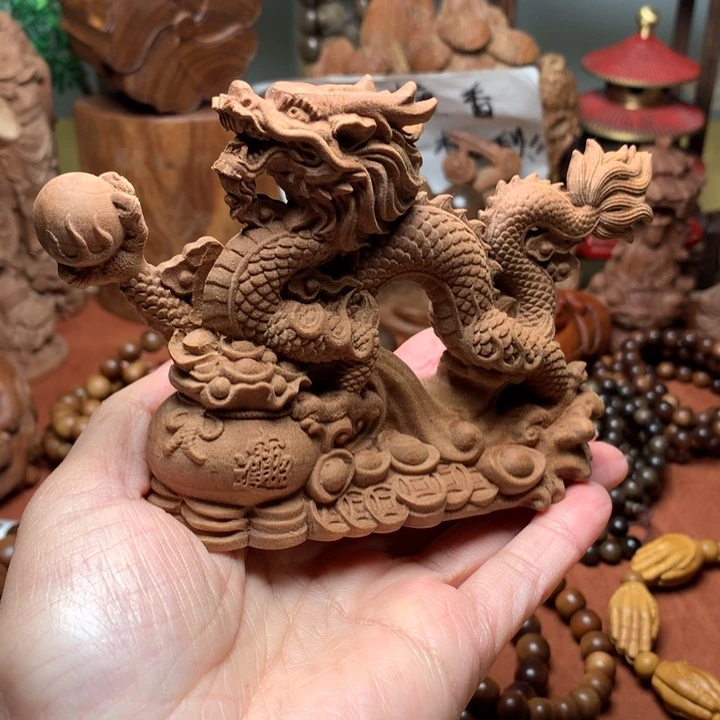 檀香木把件老山檀龙摆件