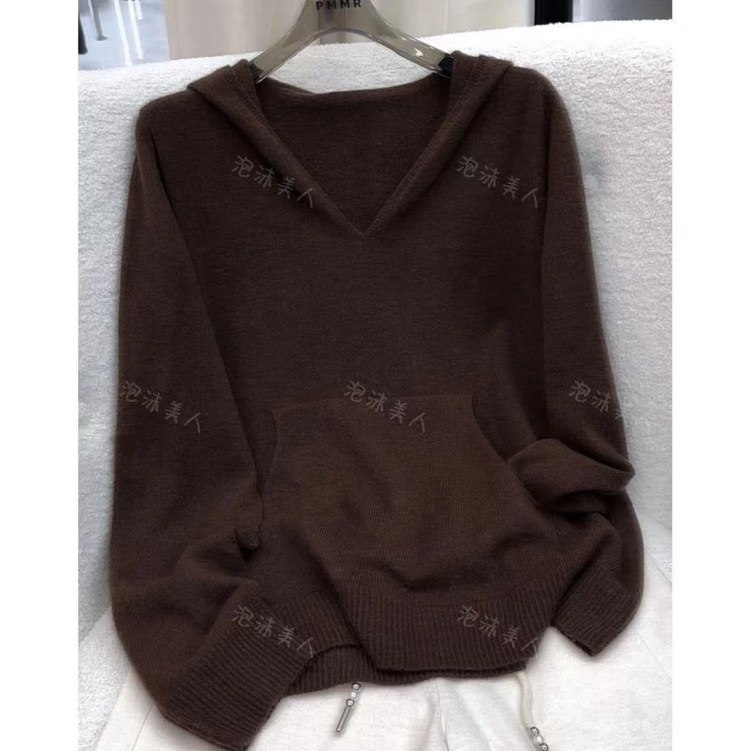 烤肉咖口袋帽衫」无缝一体工艺！高质感薄款显瘦连帽针织衫女25秋季