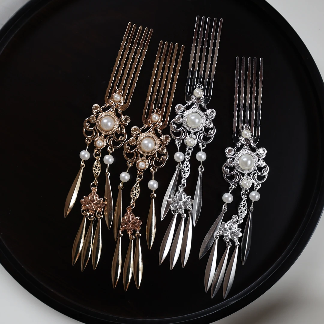 南枝合金仙气发梳银铃战国发簪掩鬓百搭古风汉服发饰流苏配饰