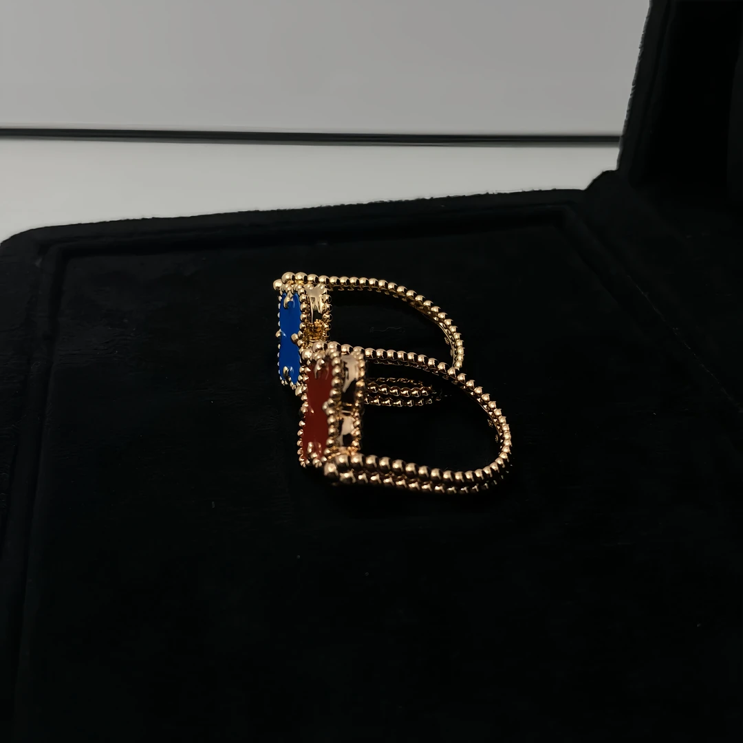 铜合金合成锆石戒指 可翻转戒指 手工气质蓝色时尚复古中古J0829