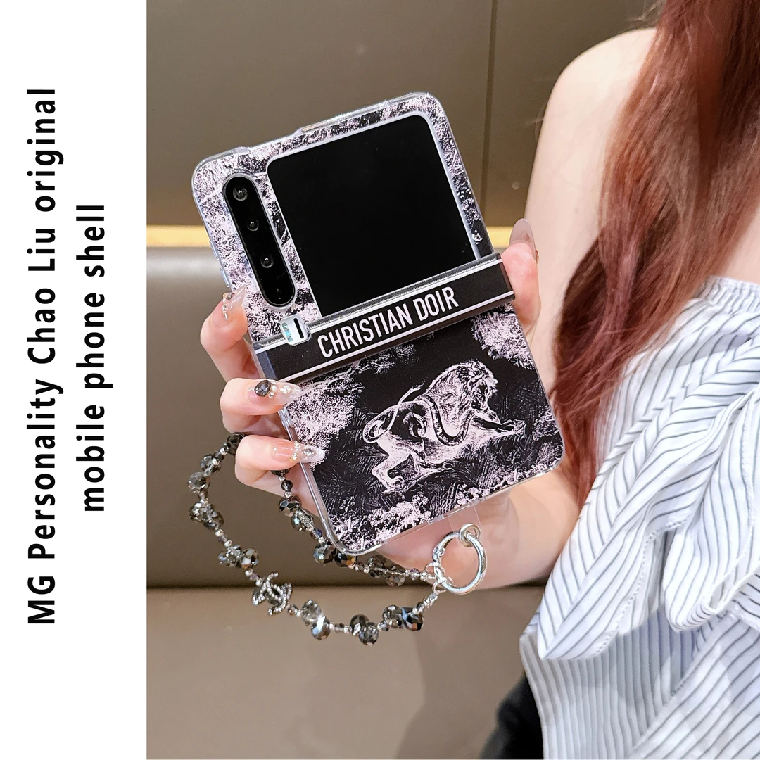 ins潮牌狮子插画适用华为PuraX壳zflip7折叠屏pocket2网红中轴女