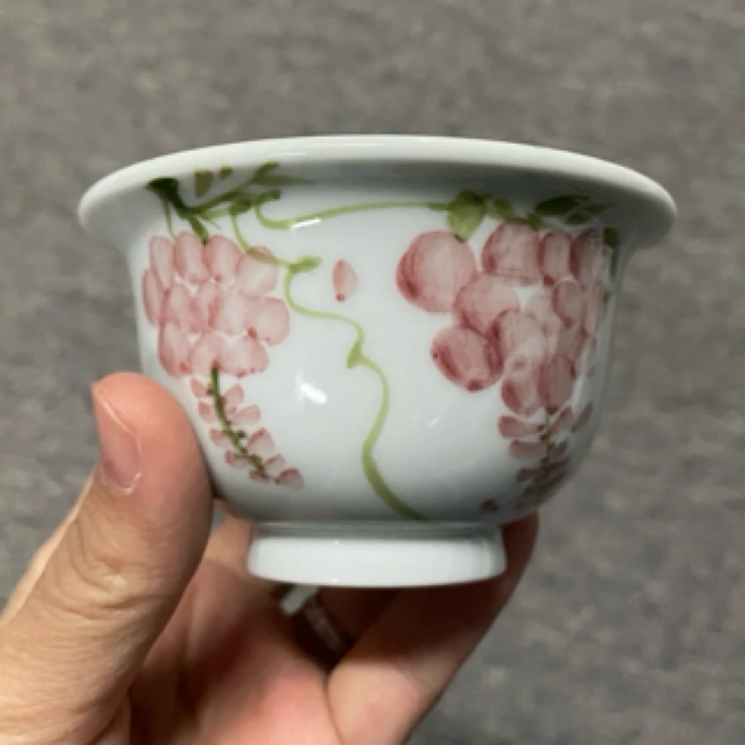 阅贤斋气窑紫藤呆鸟大压手杯微瑕