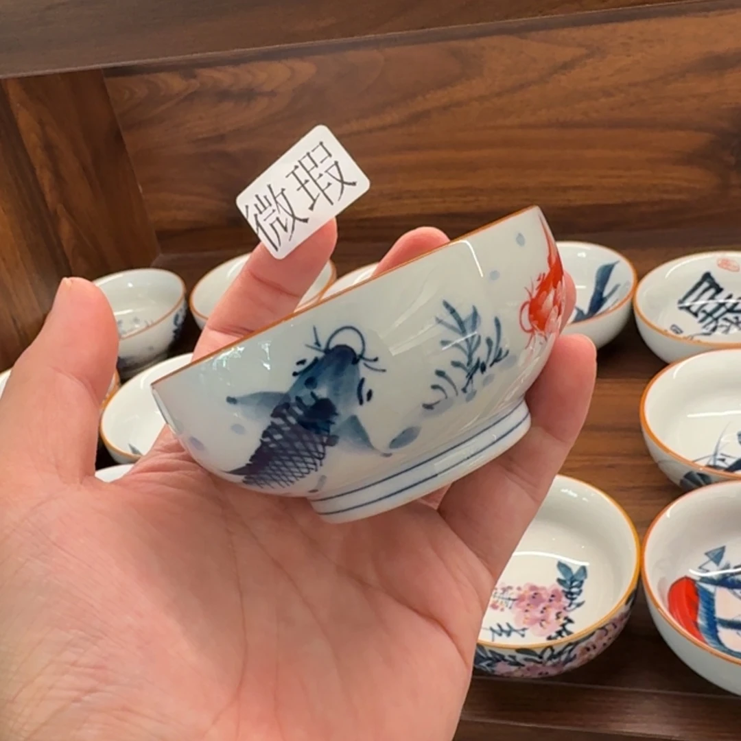釉下手绘茶具微瑕