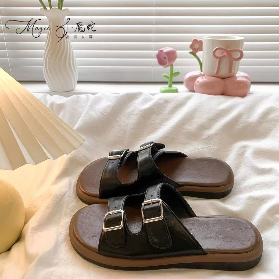 【万达撤柜】爆款超火银色勃肯拖鞋女夏外穿沙滩鞋2025春新款厚底