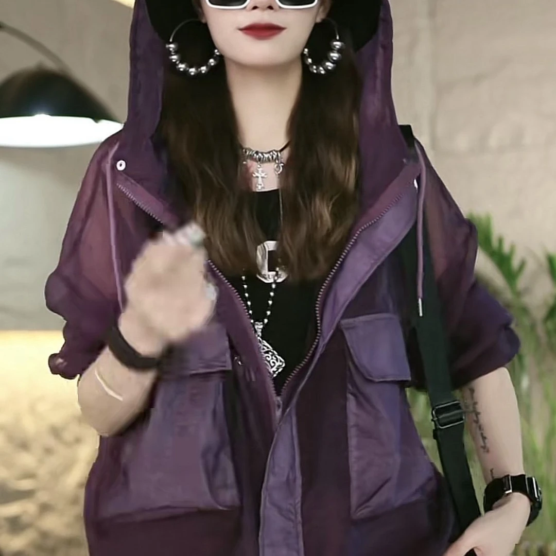 蕉下客【7201人收藏】2025夏季连帽宽松减龄轻薄透气纯色大口袋外