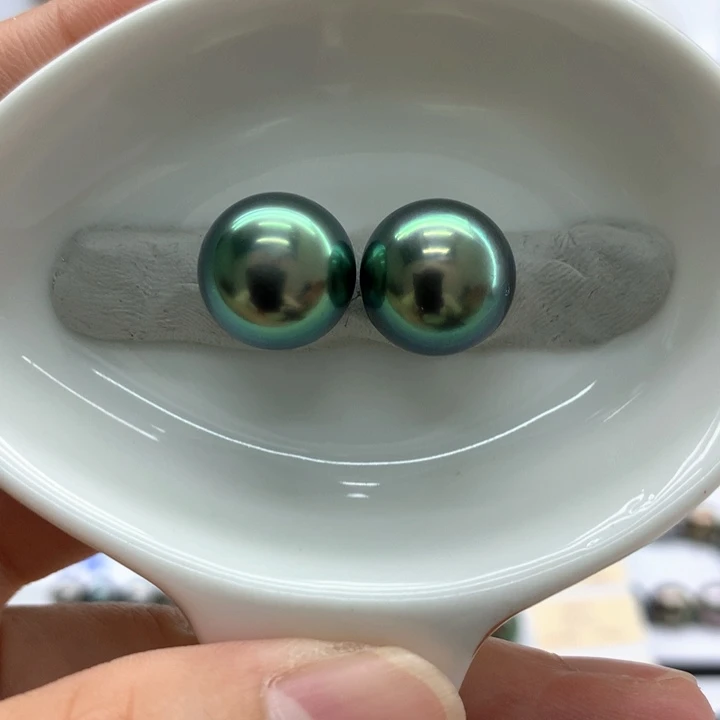 海水珍珠裸珠12.7孔雀绿炫 安安