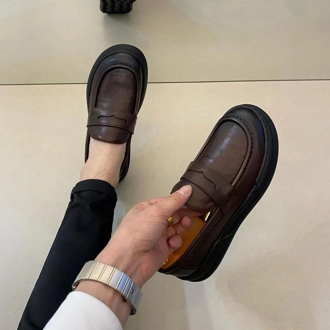 男真皮春秋新款真皮商务休闲皮鞋便鞋黑色便鞋透气便鞋