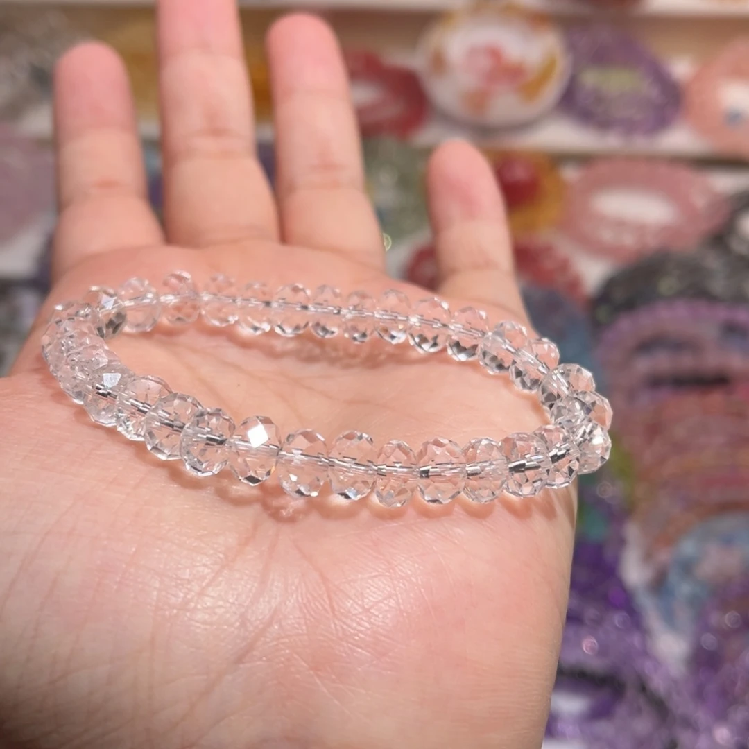 手链未镶嵌水晶7m白水晶算盘珠手串