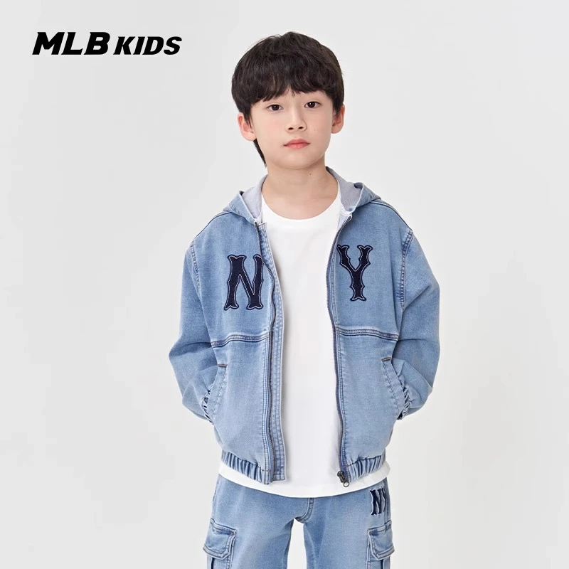 MLB儿童官方男女童复古潮流时尚吸睛LOGO牛仔外套25新款7ADKB0151