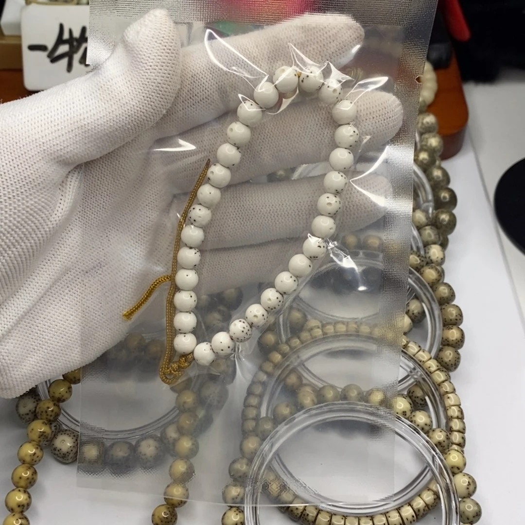 手串星月菩提卡7原白圆珠半壁留白