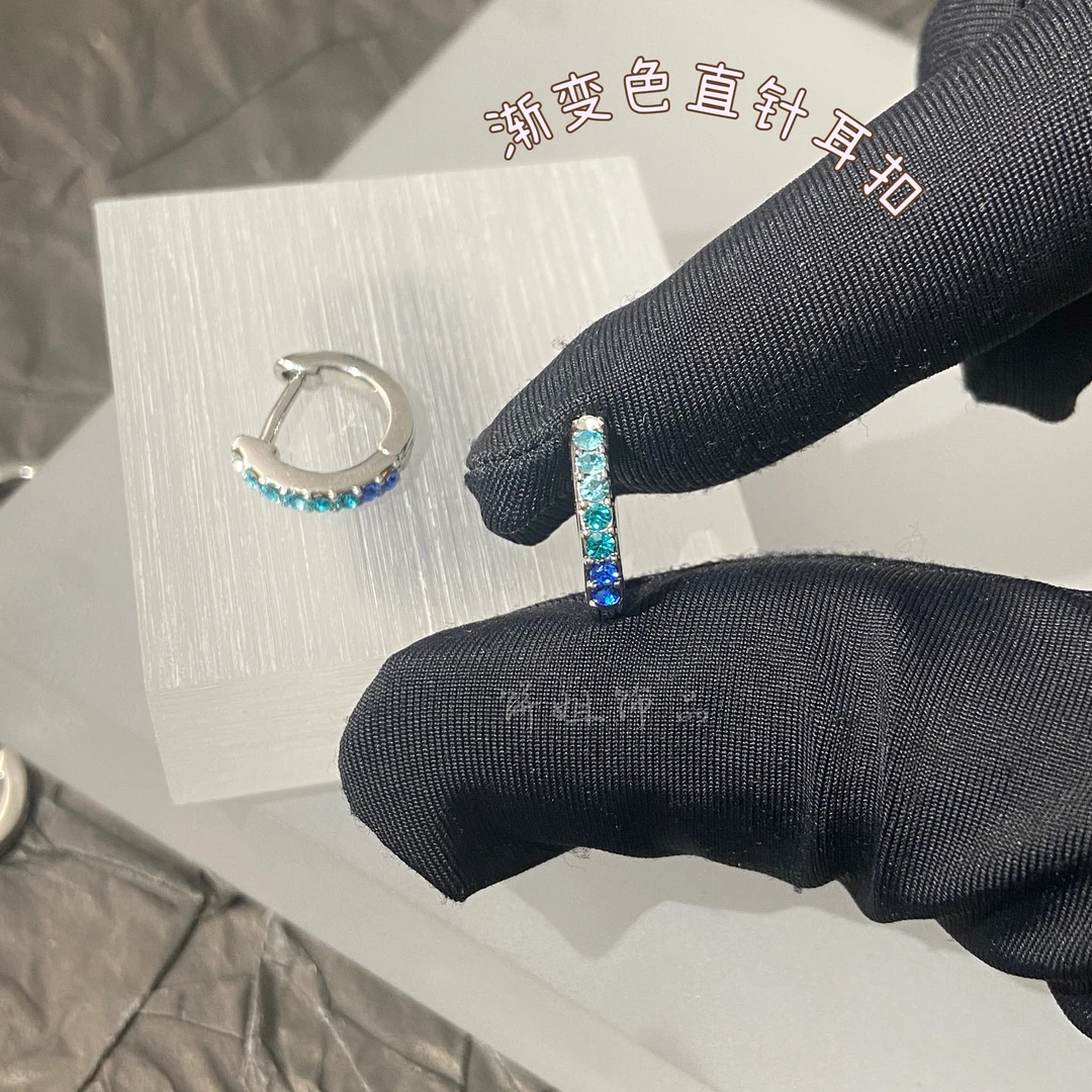 铜合金耳饰 Y333 渐变色直针耳扣小众彩色耳骨扣清爽少女耳垂扣