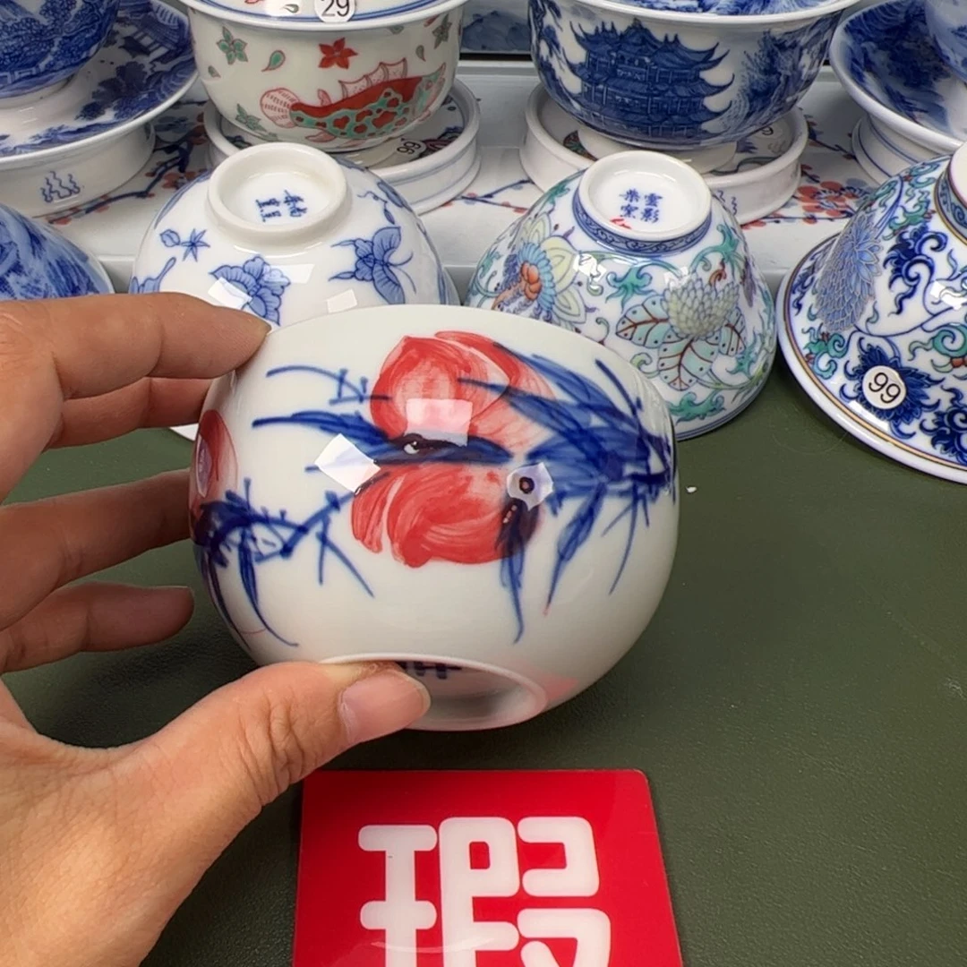 陶瓷景德镇纯手工纯手绘茶具木木22缩釉