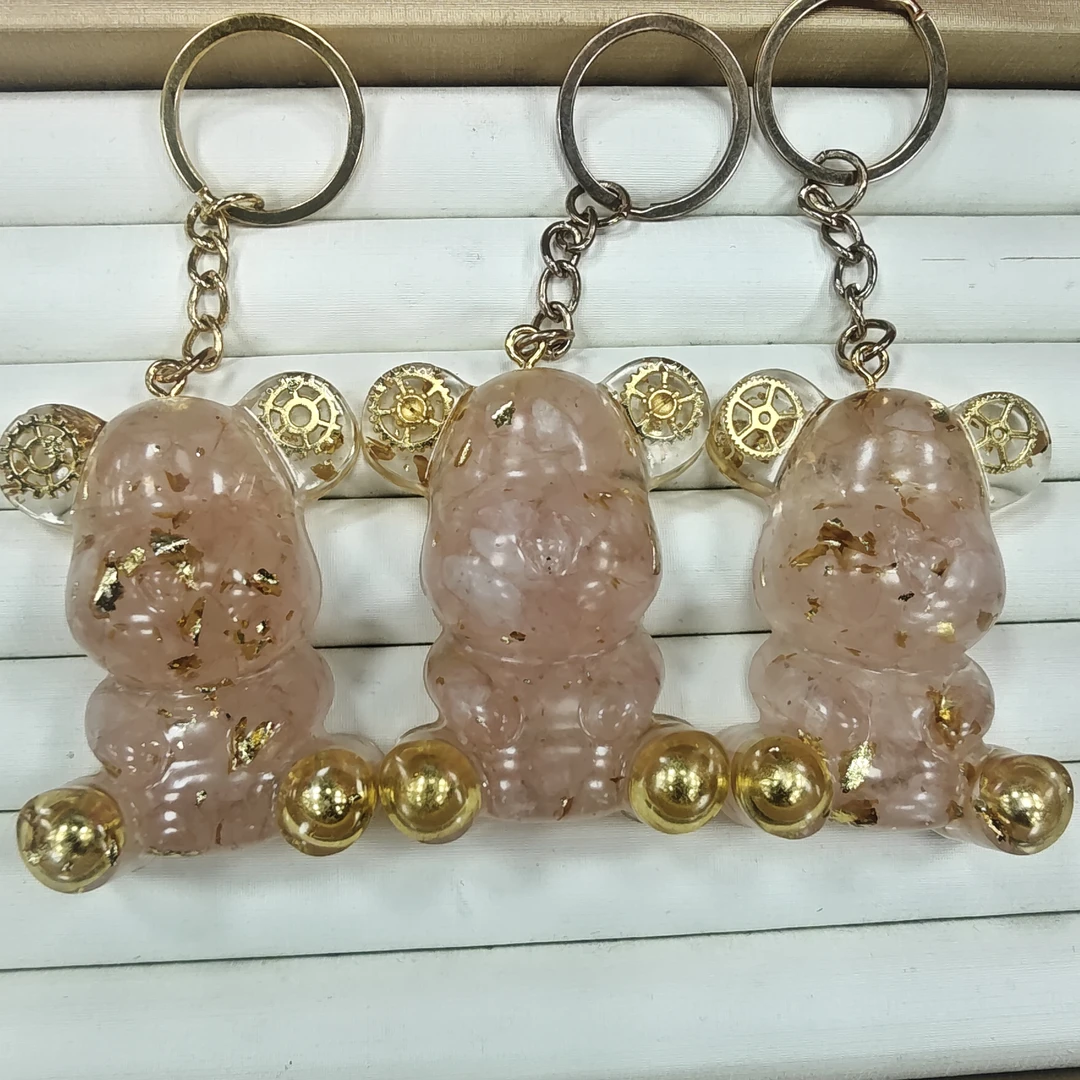 【书记甄选】原创粉水晶暴力熊摆件 多样性发一件 BB991