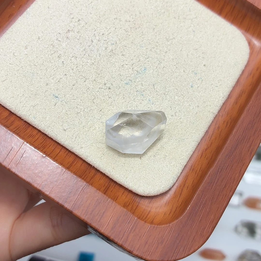 珠宝半成品银S925镶嵌水晶白兔毛随型打孔定制不退换