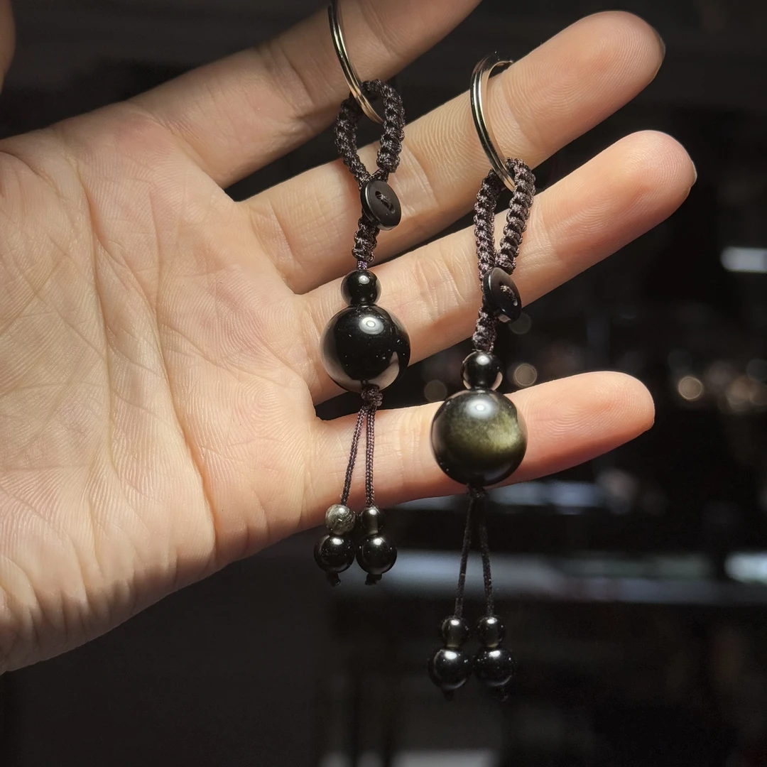 天然黑曜石金曜石钥匙扣