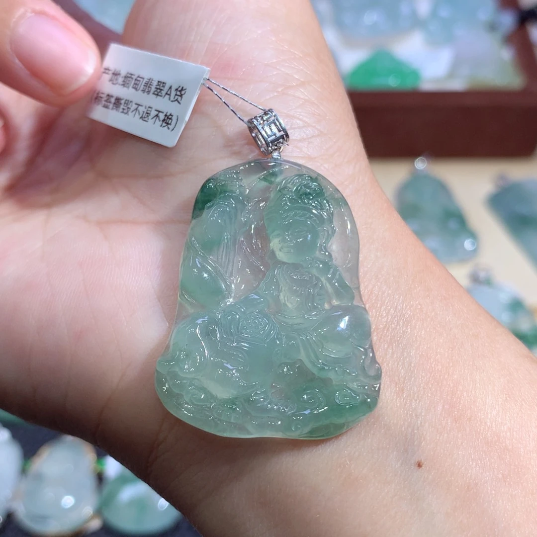 吊坠(不含链)18K金镶嵌翡翠普贤