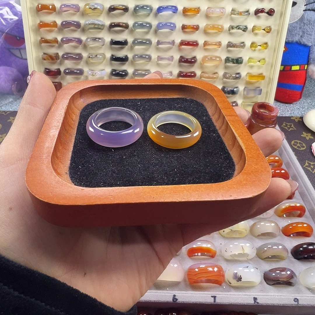 天***膀玛瑙/玉髓未镶嵌戒指A16不退换20.1港23两只