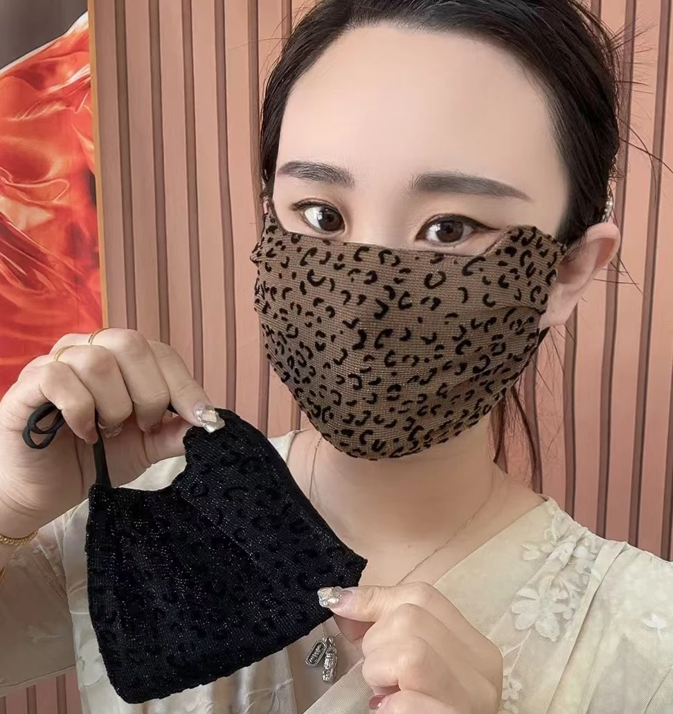 春夏款冰感豹纹冰丝护眼角防晒遮阳防紫外线大版口罩面罩薄款面纱