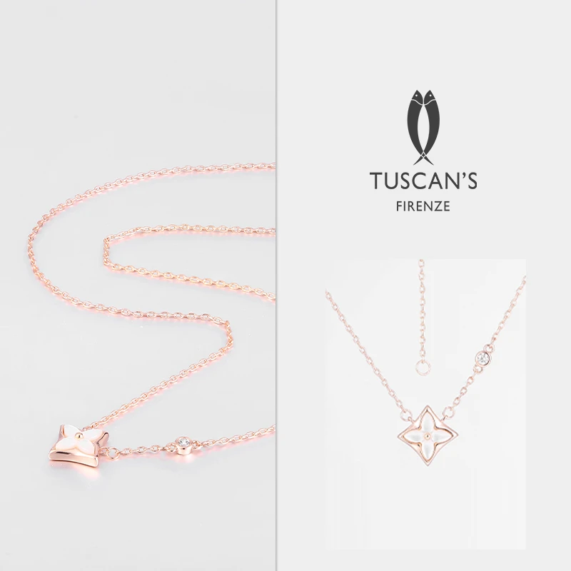 铜项链 TUSCAN'S 铜项链 镀K金轻奢百搭四叶草项链美拉德配饰时代