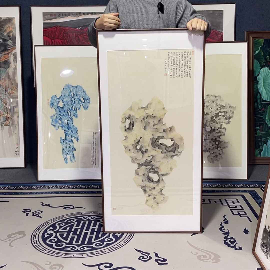 国画手绘画作品带框60/120