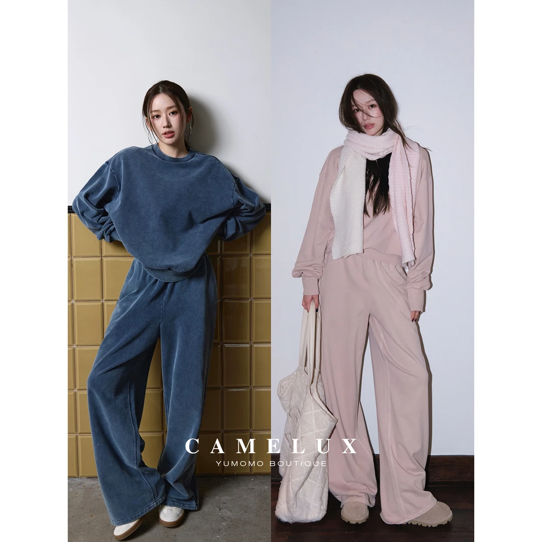 athflow长期松弛主义 定制炒色100棉 卫衣卫裤套装QDA3009