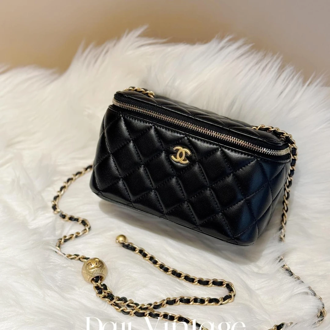 99新 Chanel/香奈儿 大吉中古/Chanel香奈儿黑金金球长盒子斜挎包