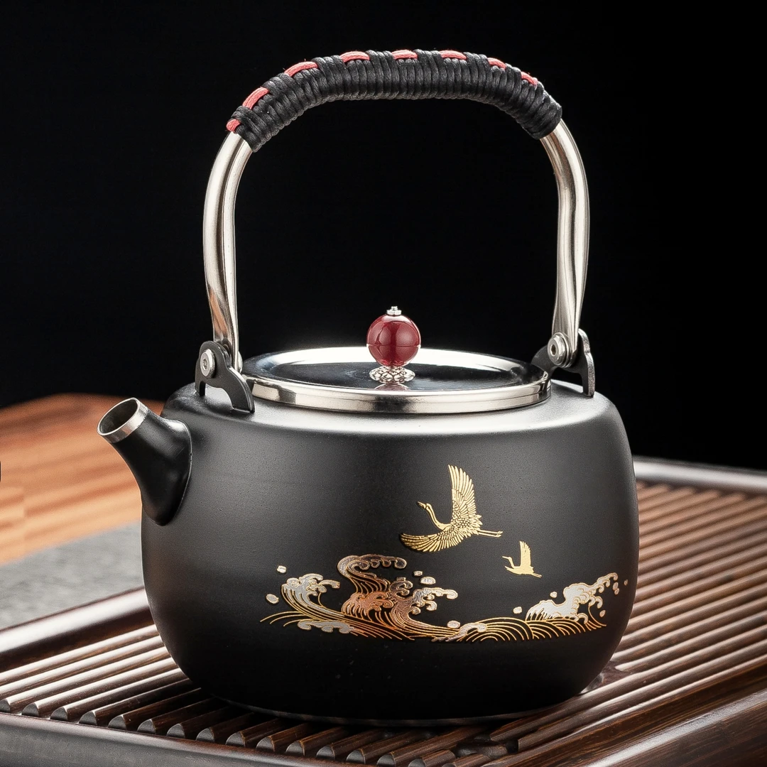 中式304不锈钢茶壶电磁炉加热专用烧水壶平底煮茶神器茶具高颜值