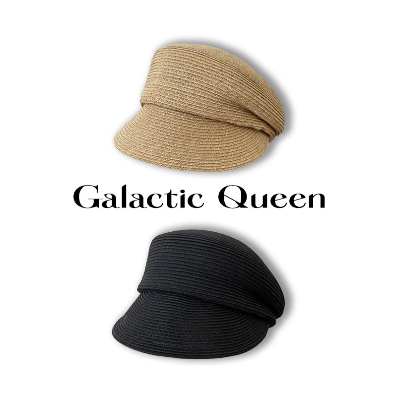 Galactic Queen春夏季编织报童帽法式优雅草帽小众时尚百搭帽子