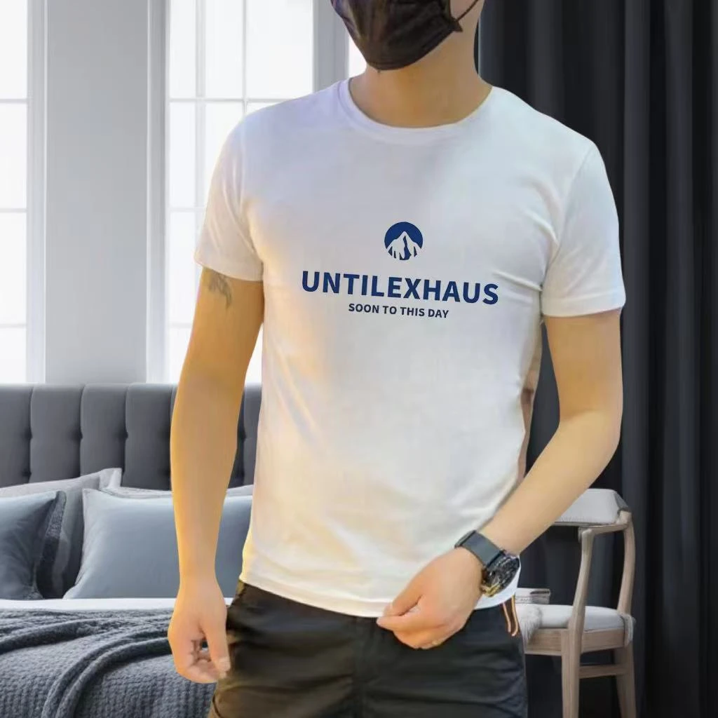 夏季新款高端个性男士短袖T恤韩版潮流时尚百搭修身圆领休闲上衣