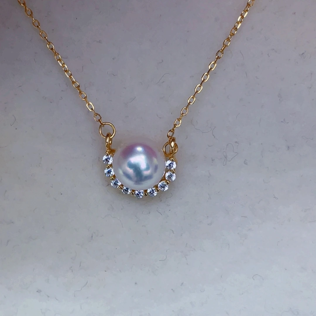 气***檬套链银S925镶嵌海水珍珠