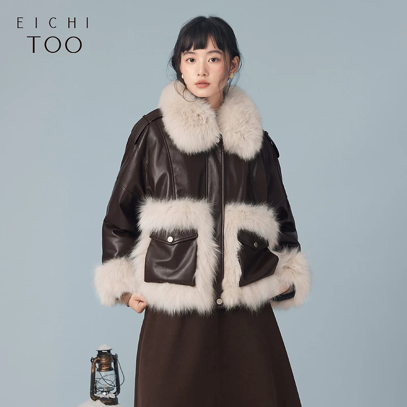 爱居兔高级感狐狸毛氛围感皮草外套EWQGJ4N011A