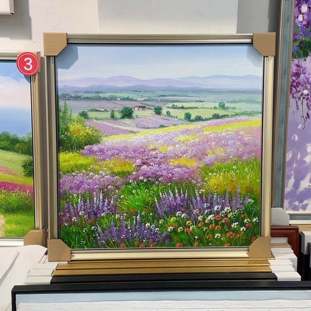 【闪购商品】油画田园花海手绘油画含框70×70