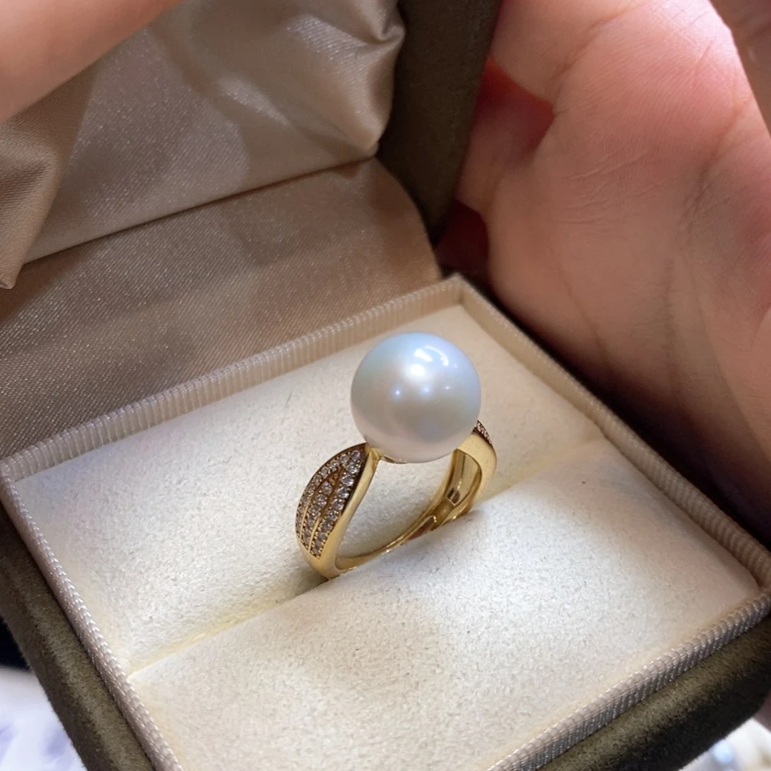 戒指银S925镶嵌淡水珍珠