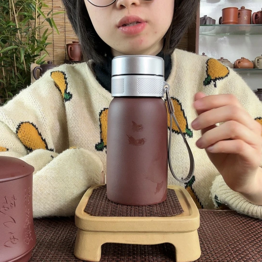 紫砂茶杯原矿紫泥便携水杯350CC左右