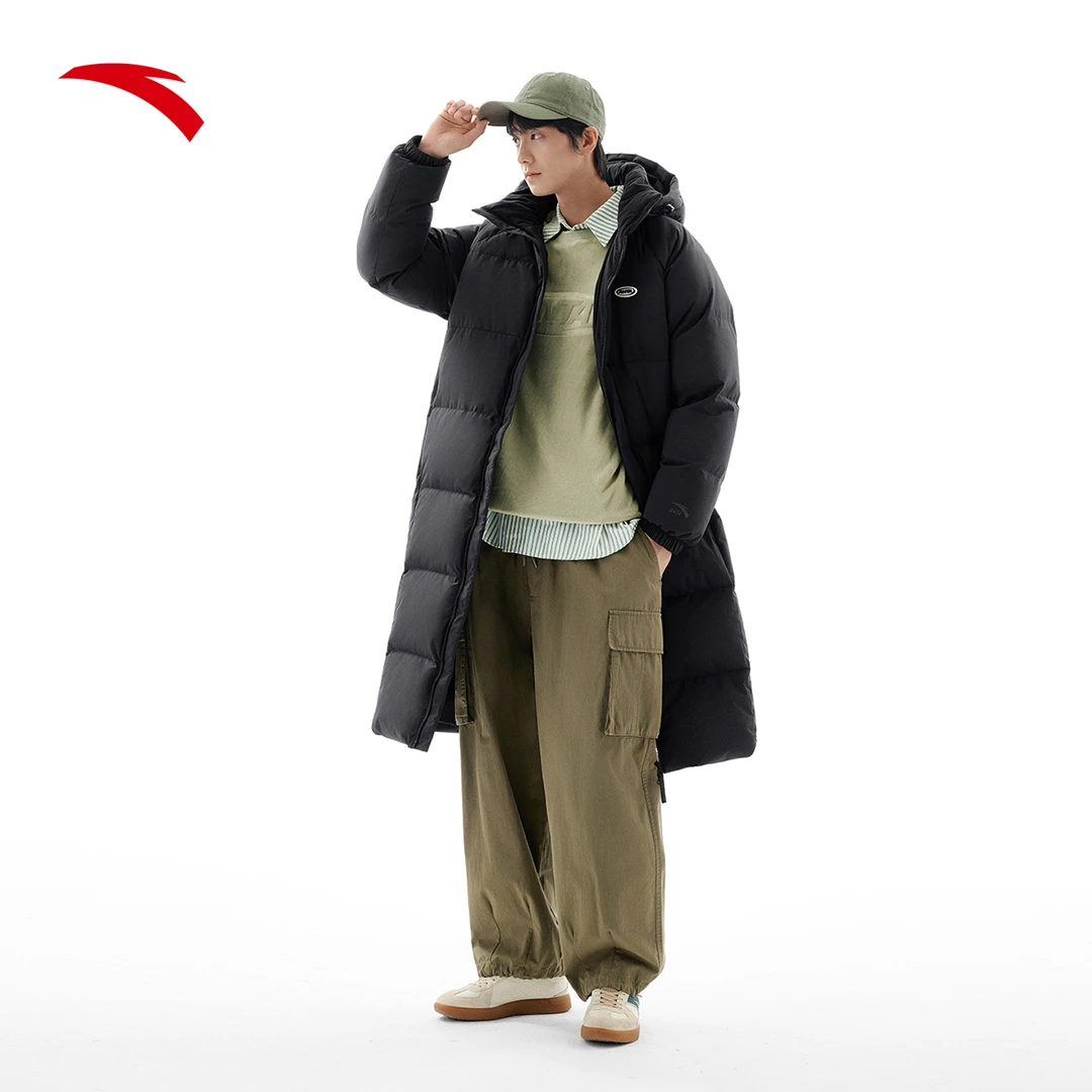 安踏速暖长羽绒服冬季防泼水男女同款火山岩保暖极寒长款外套