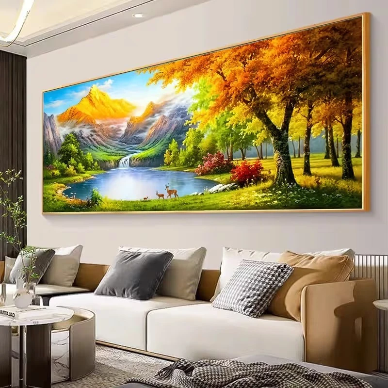 新款背靠金山钢化膜平面光滑装饰画防水客厅沙发背景墙办公室挂画