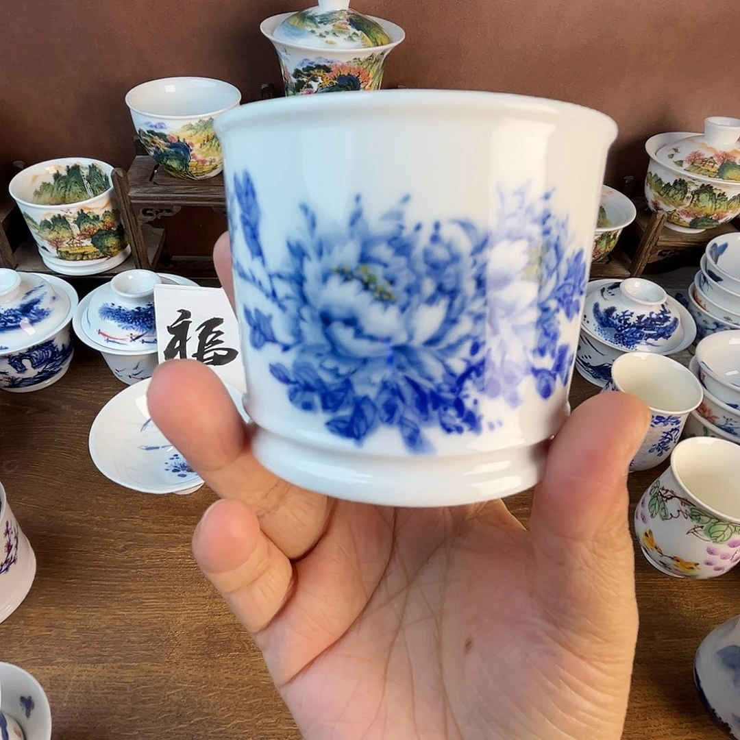 忠意堂釉下彩牡丹