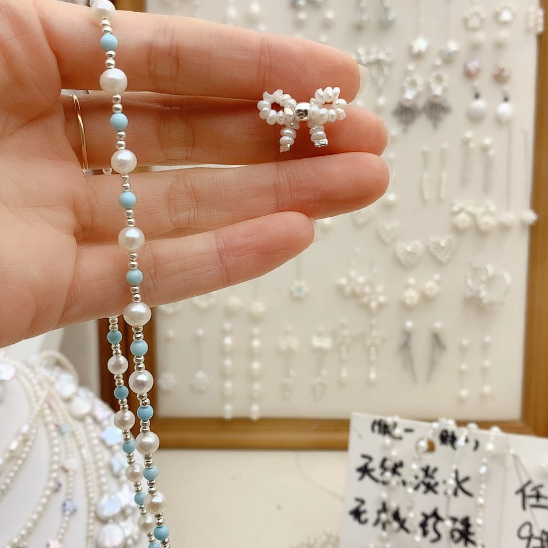 颈饰银S925镶嵌淡水珍珠