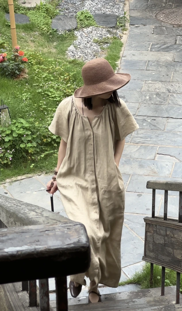 卢尚原创扣子款连衣裙4213