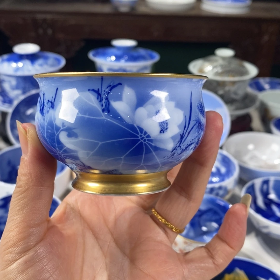 青花荷花主人杯杯