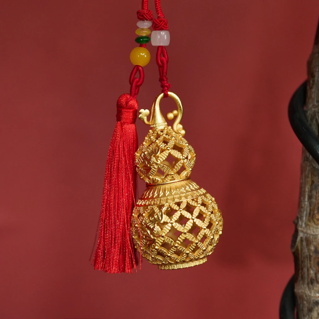 炳新（金钱葫芦）汽车饰品 高档包挂 花丝可开口葫芦车载装饰品香薰