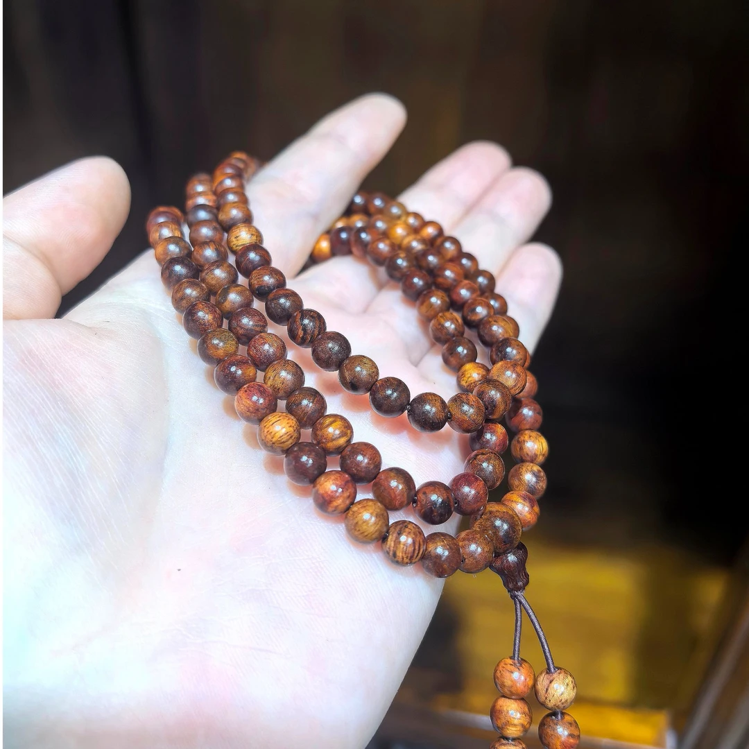 【上新了文玩甄选】海南黄花梨6mm多圈手串脖挂