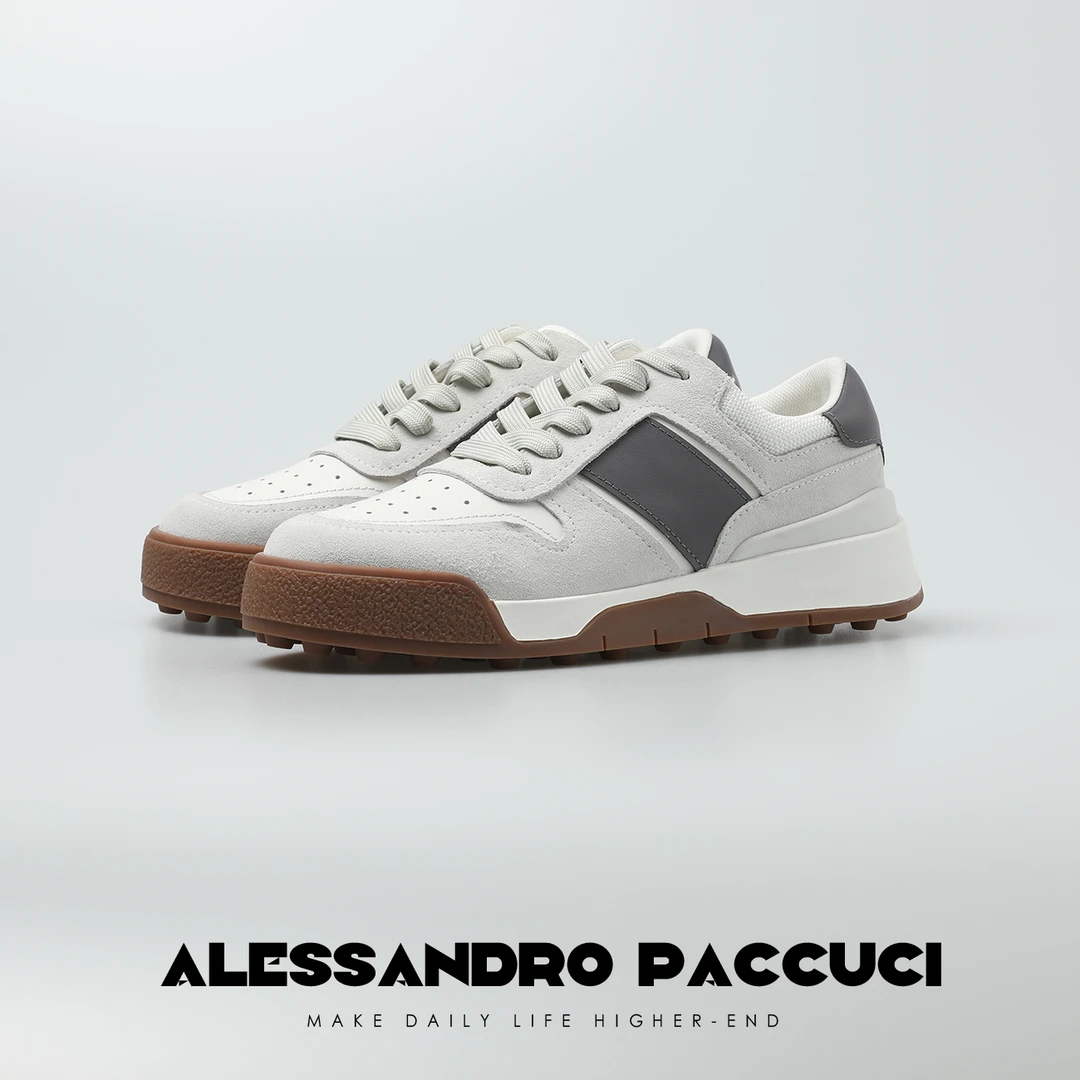 AP洛哥25132X 【哑雾运动鞋】牛皮+反绒系带拼色时尚百搭平底鞋