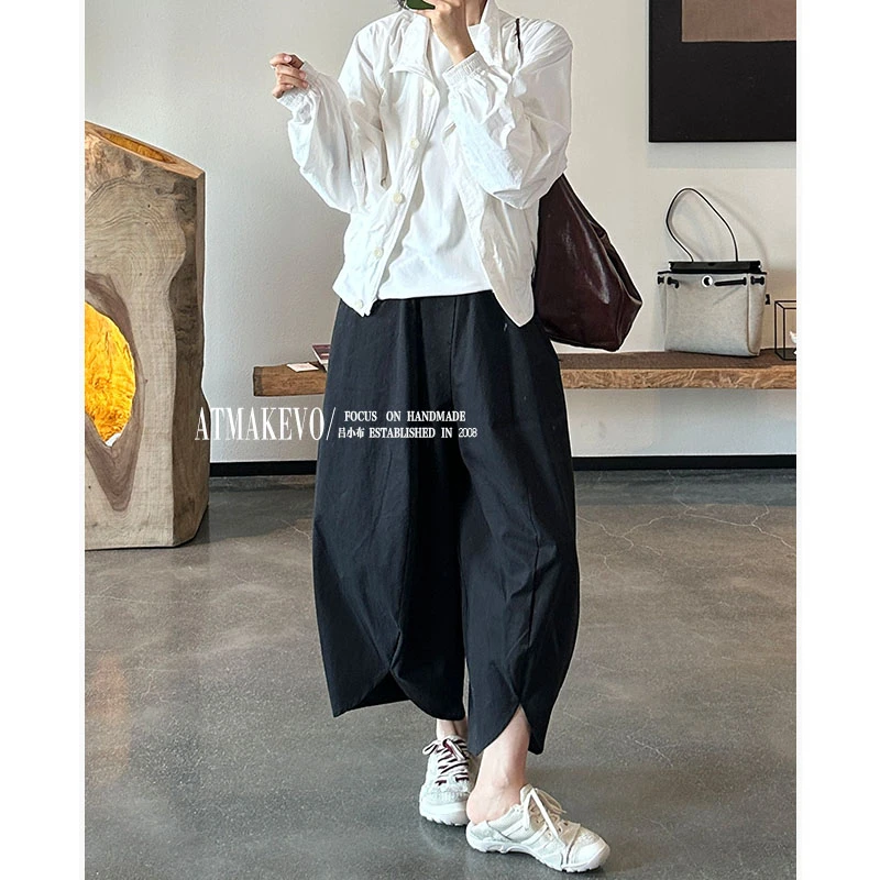 吕小布 | 简约设计感 100%新疆长绒棉花苞廓形阔腿裤9分裤女0587