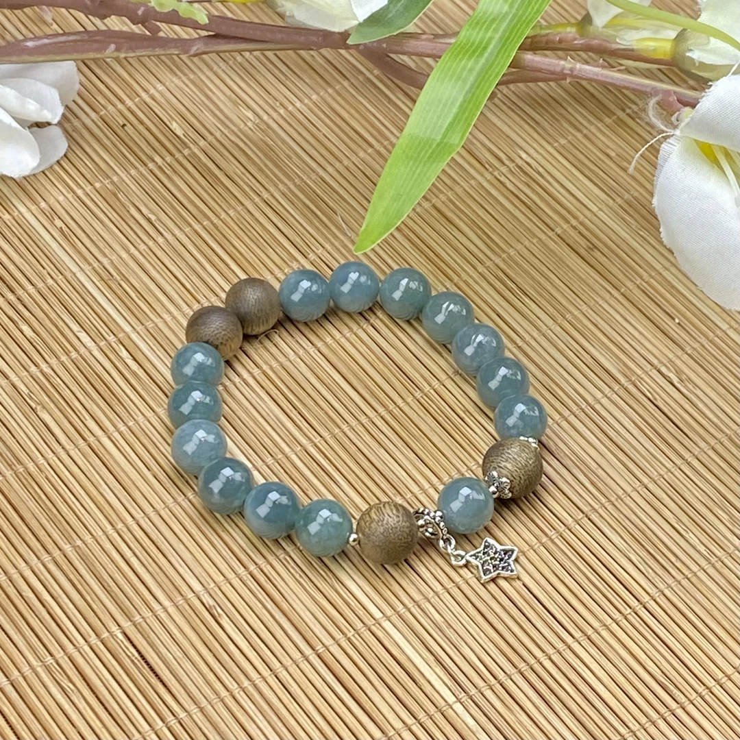 非金属木质手链 莺歌绿1.0蓝水海洋之星单圈单圈手串