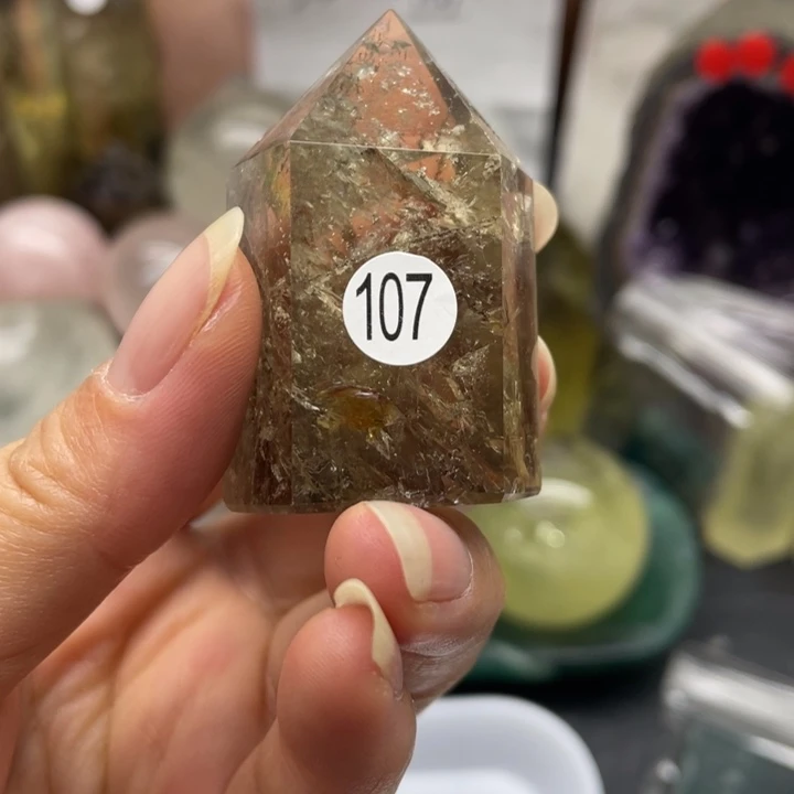 水晶珠宝半成品未镶嵌107茶黄柱