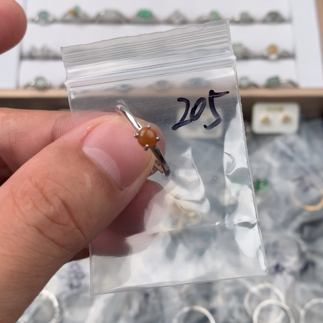 翡翠足银镶嵌戒指205