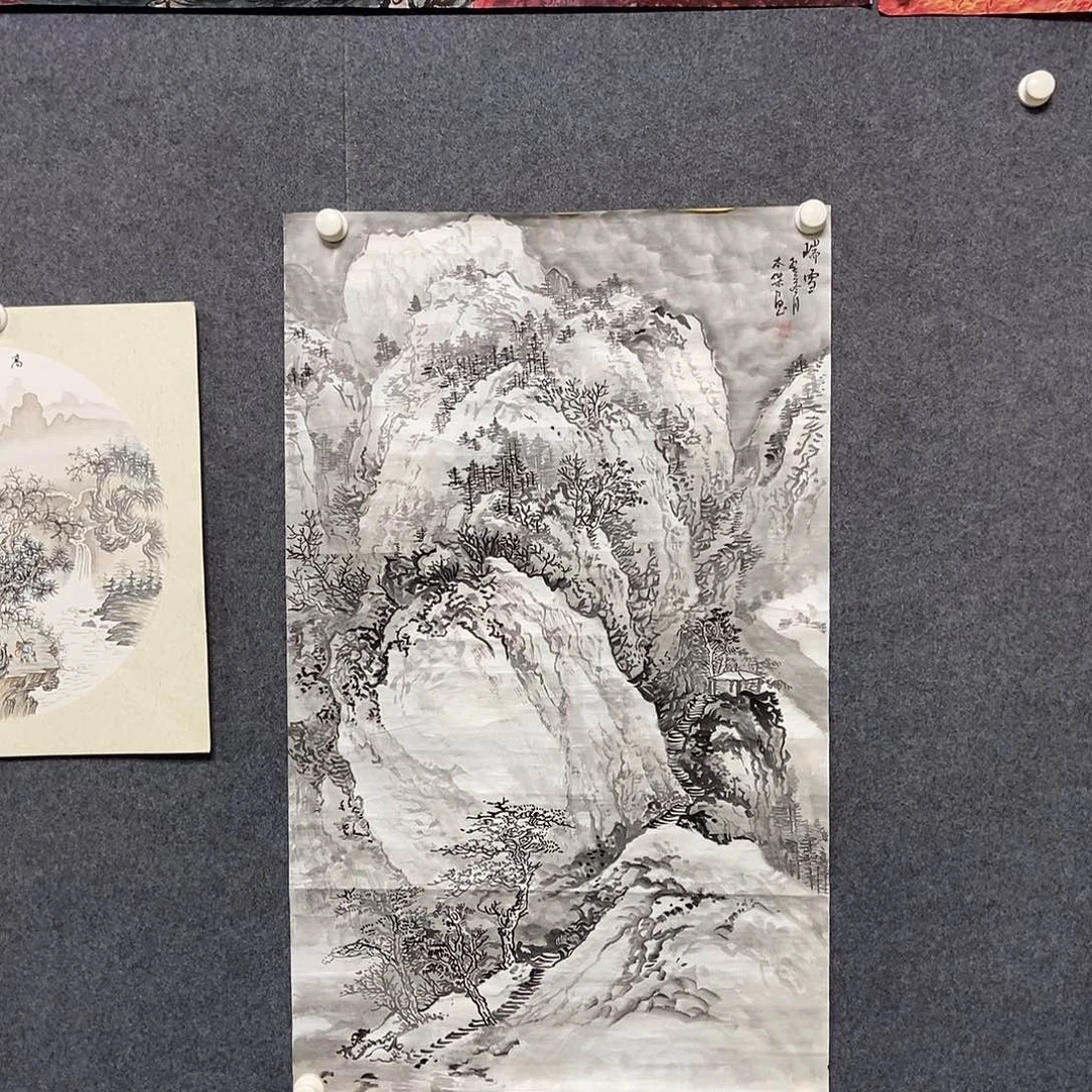 国画三尺雪景一副