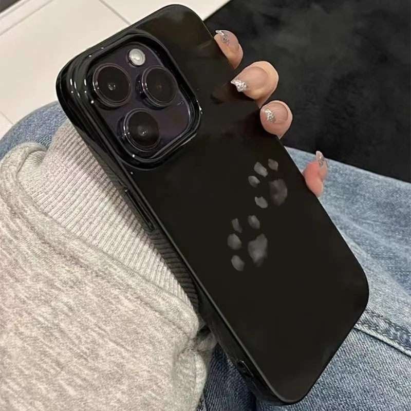 简约ins脚印适用苹果16PROMAX手机壳iPhone15软胶14卡通13小众12