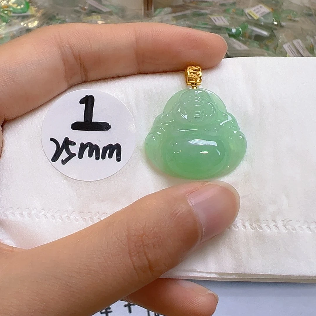 翡翠18K金镶嵌吊坠(不含链)翡翠